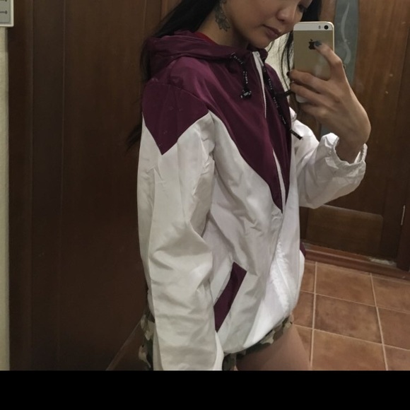 Burgundy & White Athletic Fashion Windbreaker - Picture 5 of 8